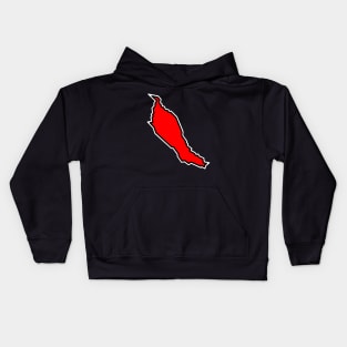 Denman Island in a Red Hot Crimson Silhouette - Simple and Classic - Denman Island Kids Hoodie